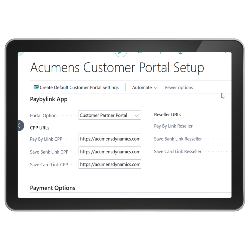 Acumens Customer Portal Integration