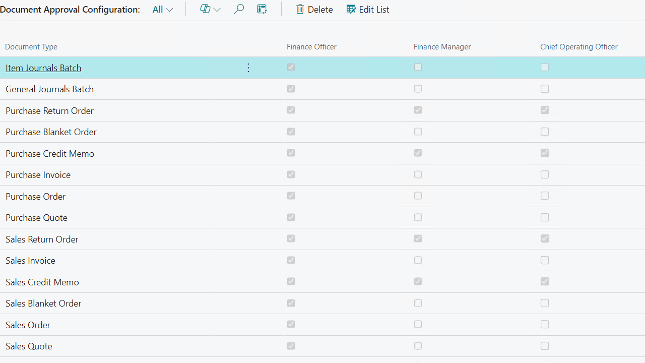 Document Approval Configuration
