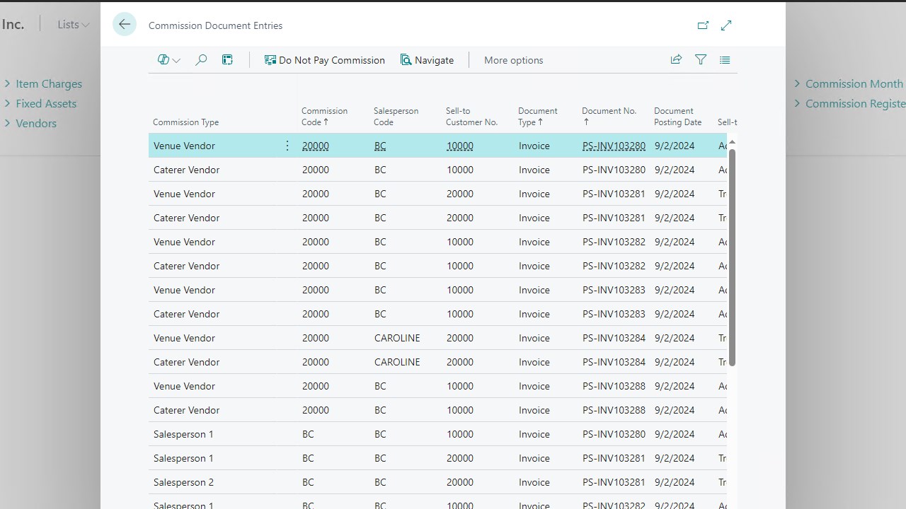 Commission Document Entries