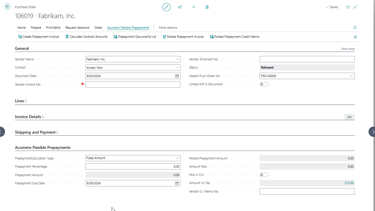 Purchase Order - Acumens Deposits & Special Orders Management
