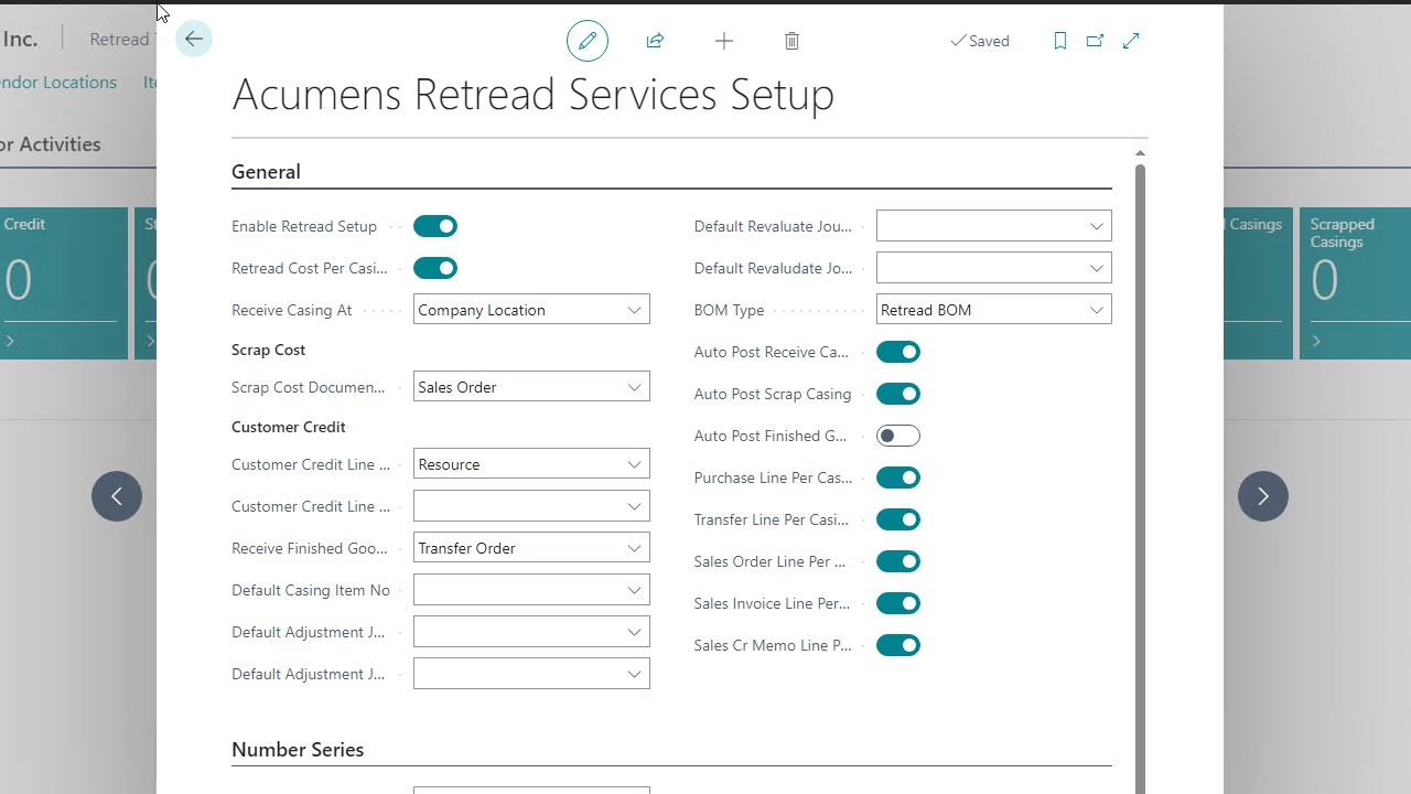 Acumens Retread Services Setup